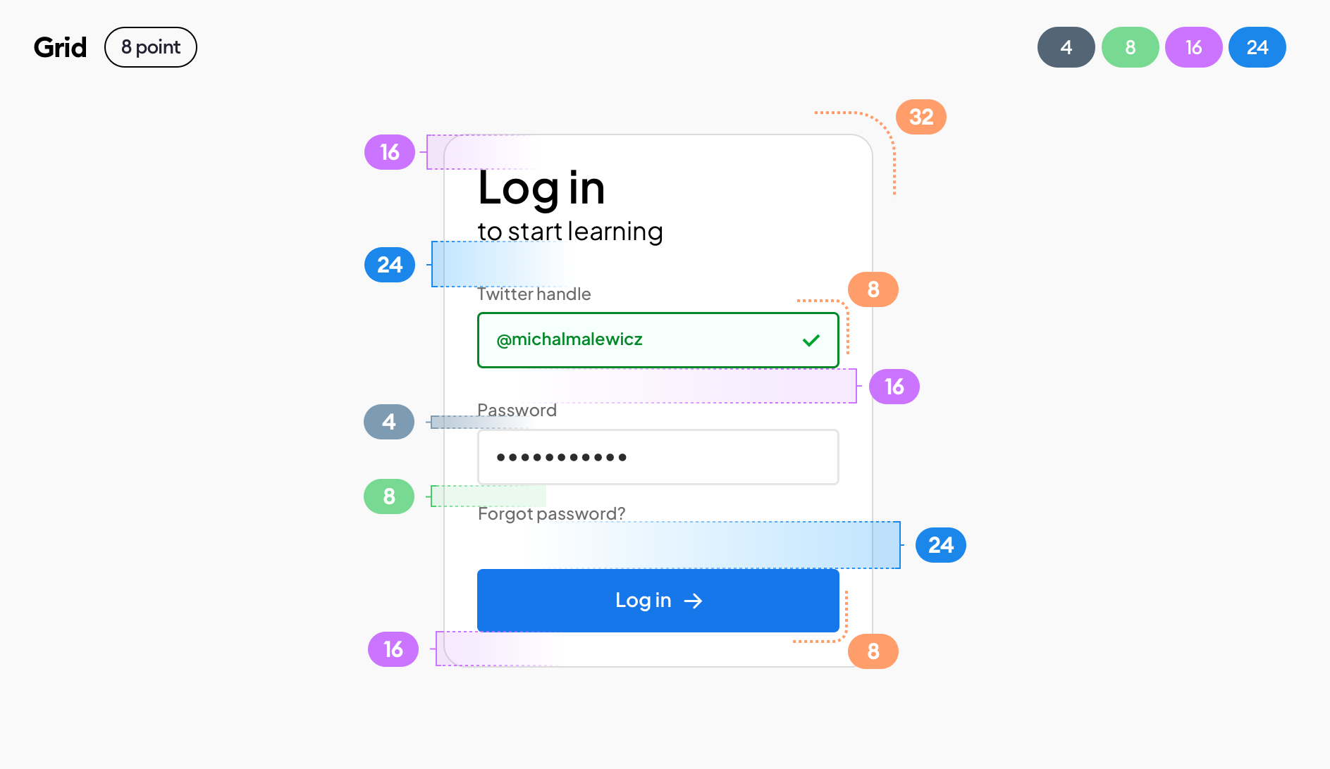 defining an 8 point grid in UI design